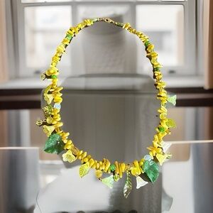 Yellow and Green Leaf Necklace